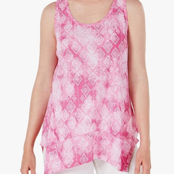 Style & Co Geometric Pink Scoop Neck Tank Top Small - Picture 1 of 8